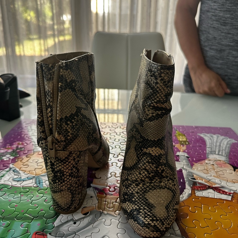 JustFab Snake Print Ankle Boots